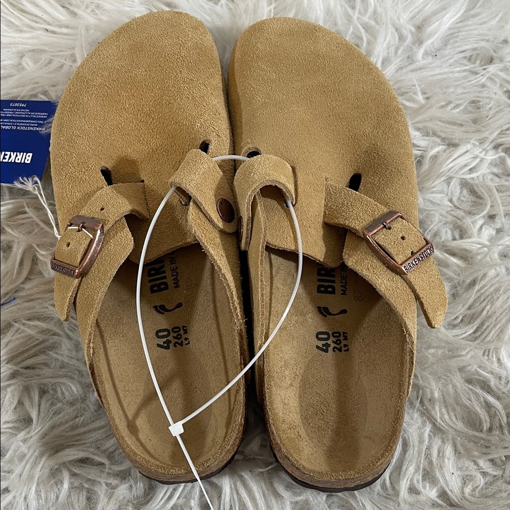 BIRKENSTOCK Boston Clog Latte Cream Leather Slip On Size 9 NEW - Picture 8 of 16